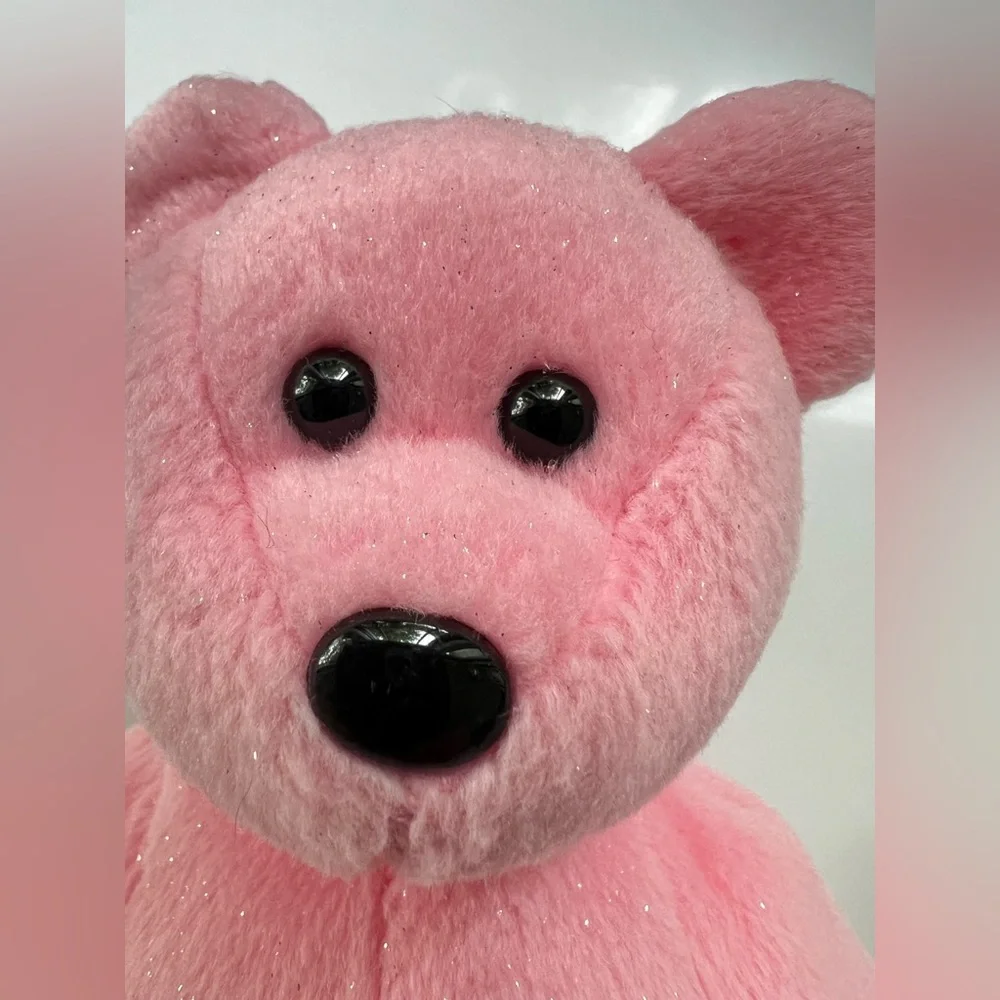 TY Beanie Mum pink bear 2001 and bell silver white Beginning baby 2000 set of 2